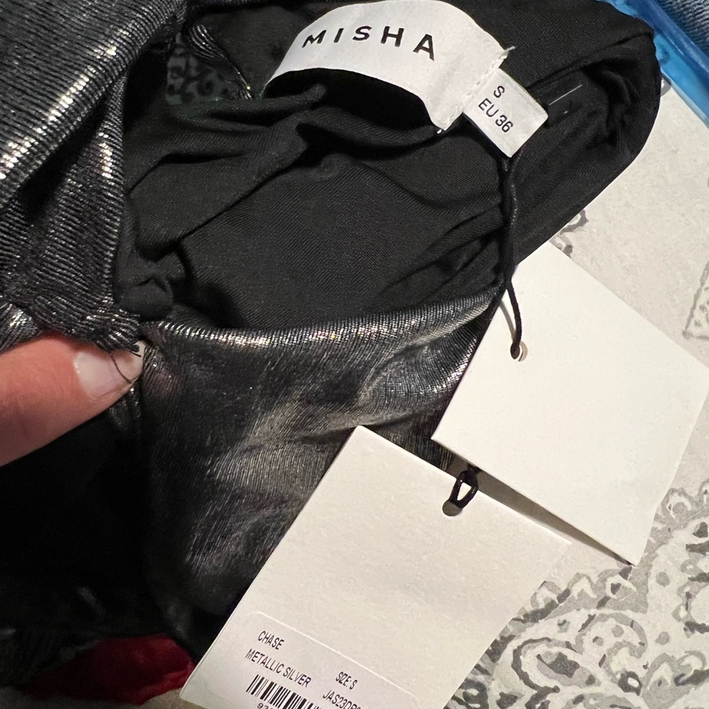 Misha Metallic Silver Asymmetrical Dress - Picture 10 of 13